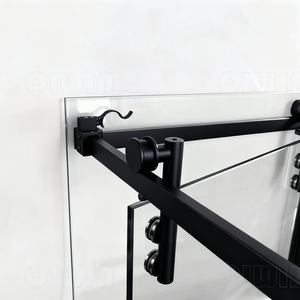 Sistema <span class=keywords><strong>de</strong></span> Ducha Moderno Negro Mate para Interiores, Kit <span class=keywords><strong>de</strong></span> Puerta Corredera para Ducha, Herrajes para Puerta <span class=keywords><strong>de</strong></span> Vidrio sin Marco, Riel en Forma <span class=keywords><strong>de</strong></span> L, Ahorro <span class=keywords><strong>de</strong></span> Espacio - Product Image 5