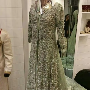 Atiya libas ชุดเดรสยาวถึงพื้นสไตล์อินเดีย/ปากีสถานชุดเดรส lehenga choli สำหรับงานแต่งงานปัก zardozi แบบหนา (อะซิเตท - Product Image 4