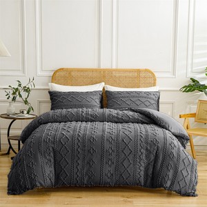 Ensemble de couette bohème capitonnée écologique taille King avec taies d'oreiller, broderie chic, couette douce en jacquard, hôtel, toutes saisons - Product Image 3