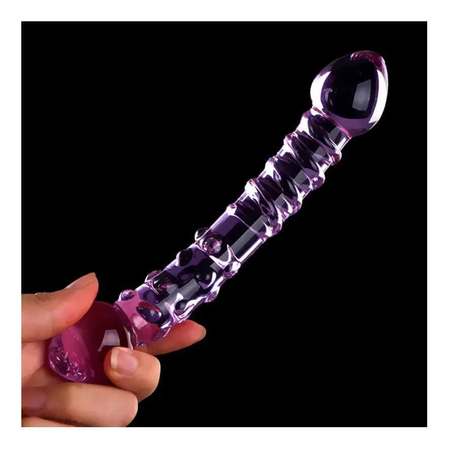 Double Ended Glass Masturbação Dildo Penis Grânulo Espiral G Spot Glass Simulator Erótico Glass Sex Toys para Mulher