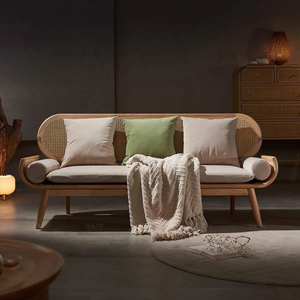 बहुत अच्छी गुणवत्ता वाले आधुनिक फर्नीचर सोफे सेशनल तीन सीट हस्तनिर्मित रतन ठोस लकड़ी की दुकान इनडोर लिविंग रूम सोफा - Product Image 2