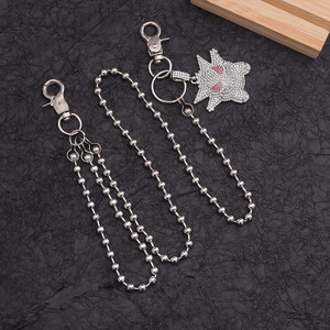 Collar de moda Hip Hop de dibujos animados con colgante de Gengar, cadena de cuentas de una sola capa, plata, aleación de zinc con engaste pavé - Product Image 4