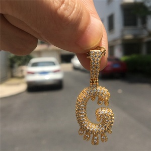 Oro rosa placcato Hiphop acqua goccia diamante impostazione <span class=keywords><strong>g</strong></span> <span class=keywords><strong>lettera</strong></span> ciondolo <span class=keywords><strong>collana</strong></span> numero di moda prodotto caldo - Product Image 4