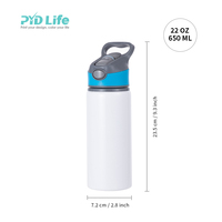 Bouteille d'Eau d'Extérieur Sportive en Aluminium Blanche Personnalisable de 650 ml (22 oz) pour Boire Directement et Écologique