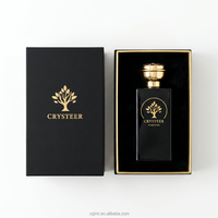 Flacon de parfum rectangulaire noir personnalisé de 100 ml en verre avec pulvérisateur à sertir, anti-fuite, rechargeable, emballage de luxe, sérigraphie, 100 pièces