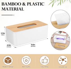 Porta Servilletas de Plástico Moderno con Logotipo Personalizado Marca Yuou, Caja para Pañuelos con Tapa de Bambú Modelo ZC-260305-22 para Restaurante, Bar, Hotel - Product Image 2