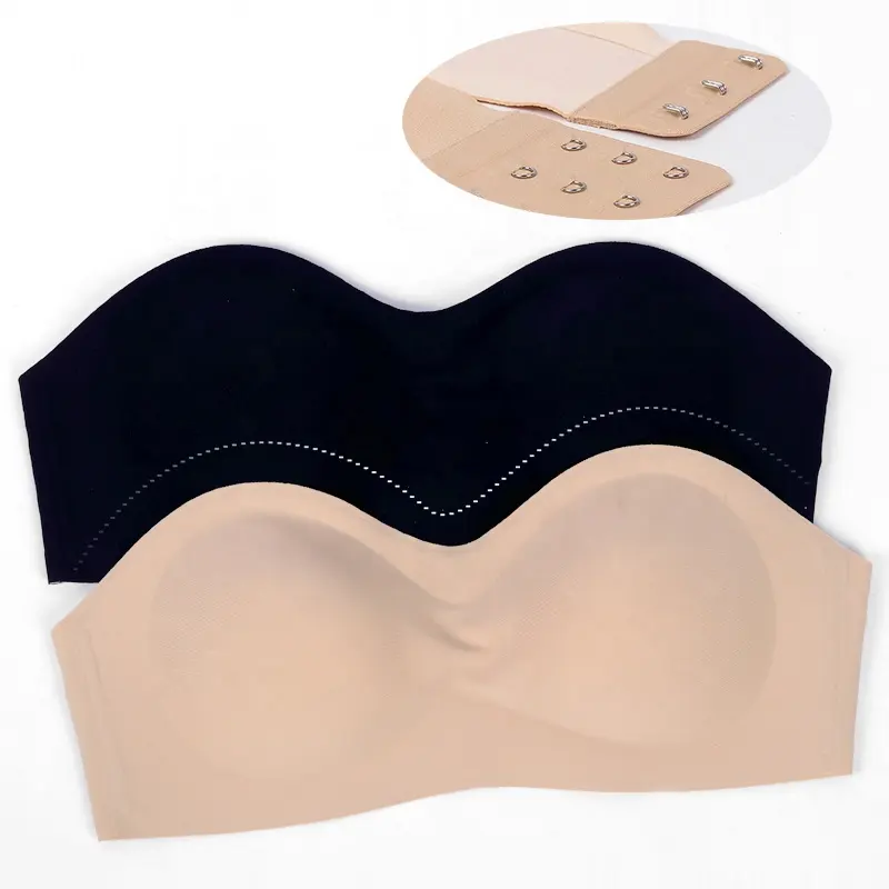 Kualitas Tinggi Shockproof Padded Strapless Ice Silk Bra Mulus Push Up Tetap Non-Slip Karet Wanita Boob Tube Tops Bra untuk Wanita