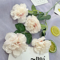 Bunga Peony Sutra Buatan 4 Kepala Tangkai Tunggal Dekoratif Harga Murah untuk Latar Belakang Pesta Pernikahan