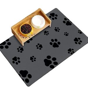 Tapete Absorbente de Secado Rápido para Comida y <span class=keywords><strong>Agua</strong></span> de Mascotas con Patrón de Huellas, Resistente a las Manchas, para Perros y Gatos que Beben de Forma Desordenada - Product Image 1