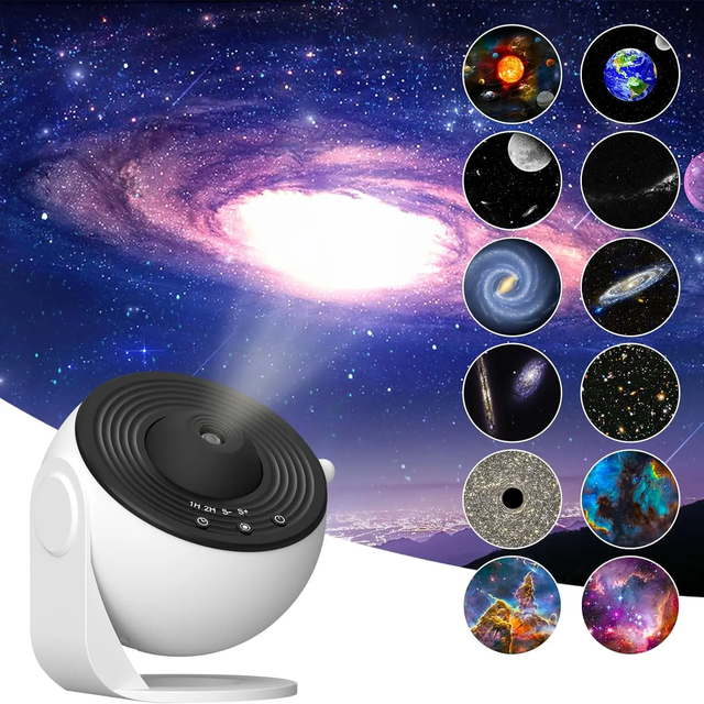 Ihomemix 2023 NEW Globe Rocket Astronaut 12 in 1 Starry Sky Planetarium Projector 360 Degree Rotate Kids Night Lights with Timer