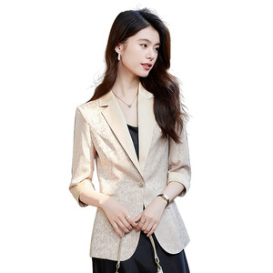 Women's Blazer Jacquard Design Spring Casual Stylish Pocket Polyester Fabric - Product Image 5