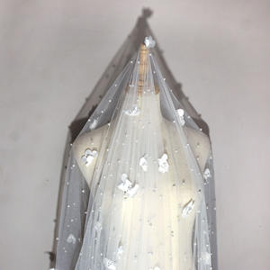 <span class=keywords><strong>Tulle</strong></span> en maille de nylon brodé à la main avec des perles florales, tissu délicat et transparent pour robes de mariée, robes, voiles, décoration - Product Image 5