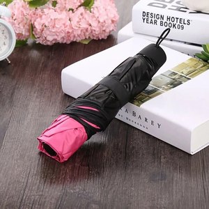 Paraguas plegable Manual portátil que florece en lata de agua logotipo personalizado recubierto de pegamento negro Mini paraguas UV de peso ligero para mujeres - Product Image 5
