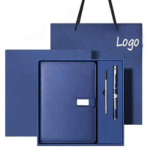 Ensemble de 5 carnets en cuir A5 avec logo personnalisé, ensemble cadeau de carnet et stylo pour cadeaux publicitaires promotionnels - Product Image 1