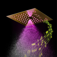 Système de douche à Led de musique monté au plafond 12 pouces brume et pomme de douche de pluie ensemble de robinets de douche de salle de bain