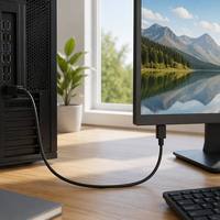 Câble HDMI 1080P vers DP 1.2 avec coque ABS, verrouillage par loquet, cuivre nu plaqué or pour PC, ordinateur portable, moniteur, projecteur