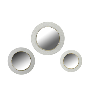 Round <b>Wall</b> <b>Mirrors</b> Modern Design Resin Glass Wood Casual Home Decor <b>Set</b> Of 3 18 15 12 Inches - Product Image 1
