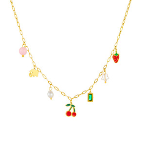 Stainless Steel Necklace With Pearl Fruit Charms Cherry Strawberry Pendant Fashion Gift Jewelry - Product Image 5