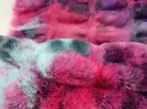 Pelliccia di coniglietto in tessuto di pelliccia sintetica di coniglio Spandex tinto cravatta multicolore alla moda per indumento/ometextile