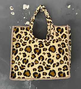 Bolso Tote Acolchado de Algodón con Estampado de Bloques, Espacioso, para Uso Diario, Compras, Viajes, Bolso de Hombro - Product Image 1