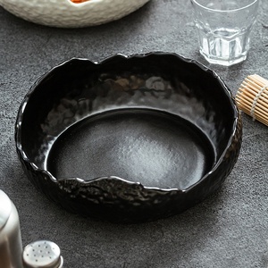 Large Creative Irregular Restaurant <b>Tableware</b> New Black and White Shell Bowl Underglaze Color Ceramic Soup and Salad Bowl - Product Image 4