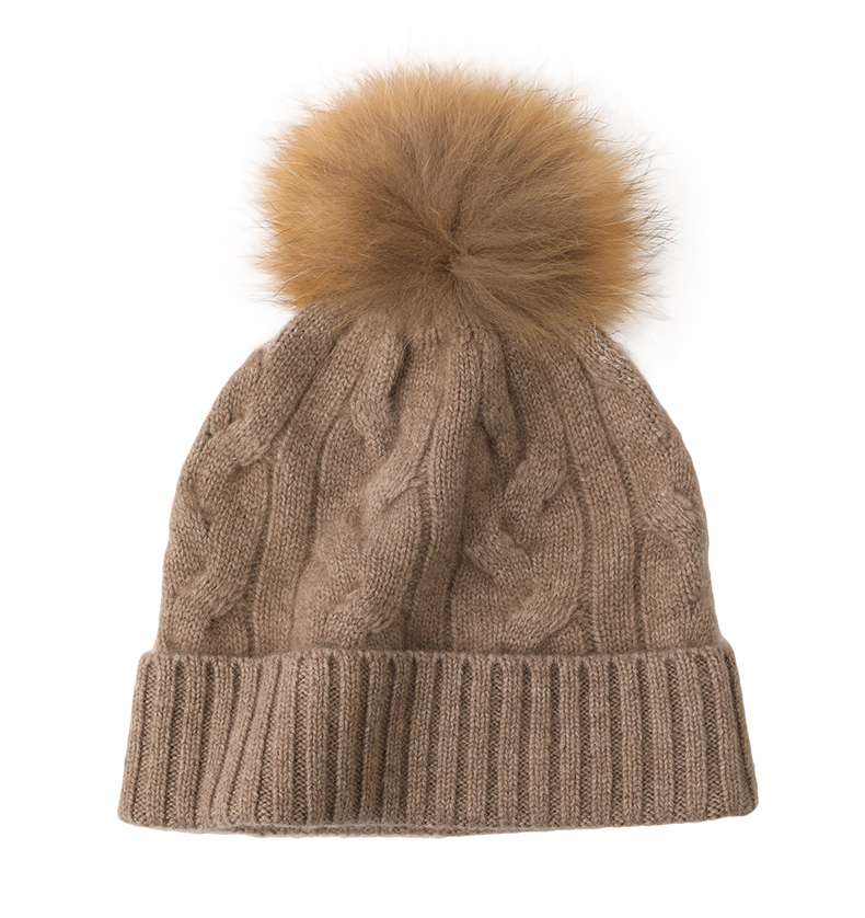 冬季女性编织帽子绒球帽子绒帽柔软保暖羊绒毛球帽 - buy cap,fur