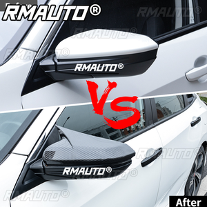 2 Piezas de Cubiertas de Espejo Retrovisor de Fibra de Carbono con Forma de Cuerno para Honda Civic 2016-2020 - Product Image 2