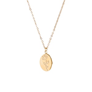 Collier Rose Rétro Exquis Haut de Gamme en Acier Inoxydable avec Pendentif Fleur Simple Plaqué Or 18K pour Enfants - Product Image 5