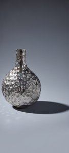 Vase décoratif en métal argenté, texture martelée, forme de bulbe rond, porte-fleurs pour la décoration de la maison, hôtel, restaurant, centre de table - Product Image 5