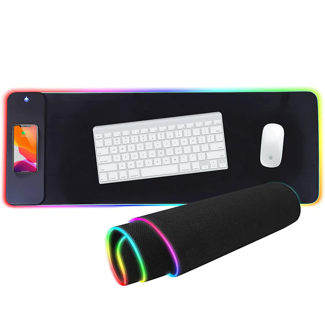 Hot Selling Charger Mouse Pad Wireless Charging , Rubber LED Wireless Charging Gaming MousePad