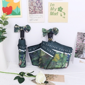 <span class=keywords><strong>Parapluie</strong></span> compact automatique à 3 plis, personnalisé, couleur verte, avec impression de roses à l'huile, résistant au vent et aux UV, protection contre <span class=keywords><strong>la</strong></span> <span class=keywords><strong>pluie</strong></span> - Product Image 2