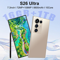 Smartphone 5G Haut de Gamme Original S26 Ultra 16 Go + 1 To, Écran 7,3 Pouces, Processeur Deca Core, Android 14, Double SIM, Déverrouillage par Reconnaissance Faciale, Téléphone Débloqué
