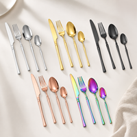 Ensemble de couverts en acier inoxydable argenté et doré, 4 pièces, finition miroir, pour hôtel, restaurant, restauration, vente en gros