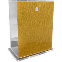 Boîte à Tsedaka en Lucite Transparente – Boîte de Charité Judaïque Moderne avec Lettres Dorées et Fond Scintillant, Résistante à l'Eau et Écologique