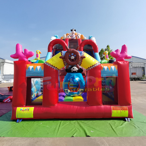 Tobogán inflable de doble carril, castillo inflable comercial combinado, casa inflable con tobogán seco de barco pirata. - Product Image 2