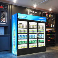 Réfrigérateur commercial vertical à porte simple, double ou triple vitrée, pour supermarché, affichage, dégivrage manuel, refroidisseur de boissons, refroidisseur