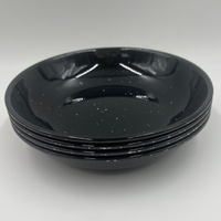 Vaisselle multifonctionnelle 33oz/21.6cm Bols peu profonds contemporains en mélamine noire pour apéritifs, salades et plats principaux