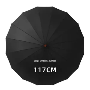 Custom Business Semi-Automatic Control Wholesale 16-Rib <b>Large</b> Size Men's Golf Advertising Rain <b>Umbrella</b> With Wooden Handle - Product Image 4