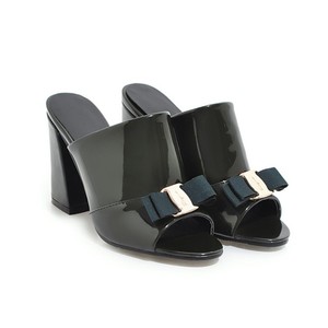 Xuanhui New Arrival <strong>Patent</strong> Leather Elegant Bow <strong>Ladies</strong> <strong>Shoe</strong> Block Heel Mules High Heels slippers <strong>Ladies</strong> Office Party <strong>Shoes</strong> - Product Image 6