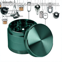 Moulin à épices et à noix en aluminium |   Ensemble de 4 pièces |   55 mm |   avec insert de tamis et racloir |   Vert