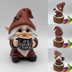 Coffee Time Dwarf Statue Resin <b>Desk</b> Ornament Cute Figure Home Office Decoration Single Piece - Product Image 4