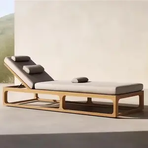 أحدث تصميم للأثاث الخارجي كرسي سباحة من خشب الساج المصمت سرير نهاري أثاث للحديقة منتصبة للشمس