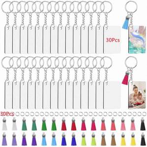Circle Rectangle Acrylic <b>Blank</b> Sublimation Keychain <b>Blank</b> Key <b>Ring</b> Sublimation Acrylic Key Chains <b>Blanks</b> Tassels Set DIY Printed - Product Image 2