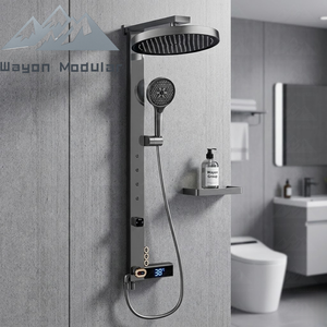 Colonne de douche gunmetal de luxe Wayon système <span class=keywords><strong>thermostatique</strong></span> numérique pommeau de douche à pluie carré pulvérisateur à main - Product Image 1