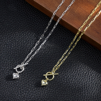 Collier pendentif cœur RINNTIN SC97, bijoux en argent sterling 925, chaîne à maillons en forme de trombone avec fermoir OT