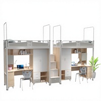 Ensemble de lit de dortoir scolaire moderne en métal avec bureau d'ordinateur et armoire