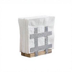 Porte-serviettes en papier au design magnifique, en métal galvanisé et en bois, pour la maison, l'hôtel et la salle à manger. - Product Image 1