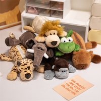Sacs à maquillage en peluche en gros, trousses à crayons en peluche animaux de la jungle, jolies trousses à crayons en peluche tigre, canard, lion, singe, éléphant, jouets en peluche