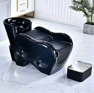 Lit de lavage semi-allongé pour salon de coiffure, avec fonction de rinçage et de massage, en fibre de verre, modèle Internet Hamous - Product Image 1
