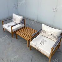 Ensemble de canapés d'extérieur en teck tressé avec coussins, résistant aux intempéries, pour jardin et balcon, directement de l'usine